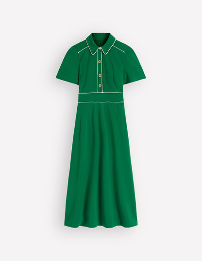Etta Piping Trim Ponte Dress-Fresh Green