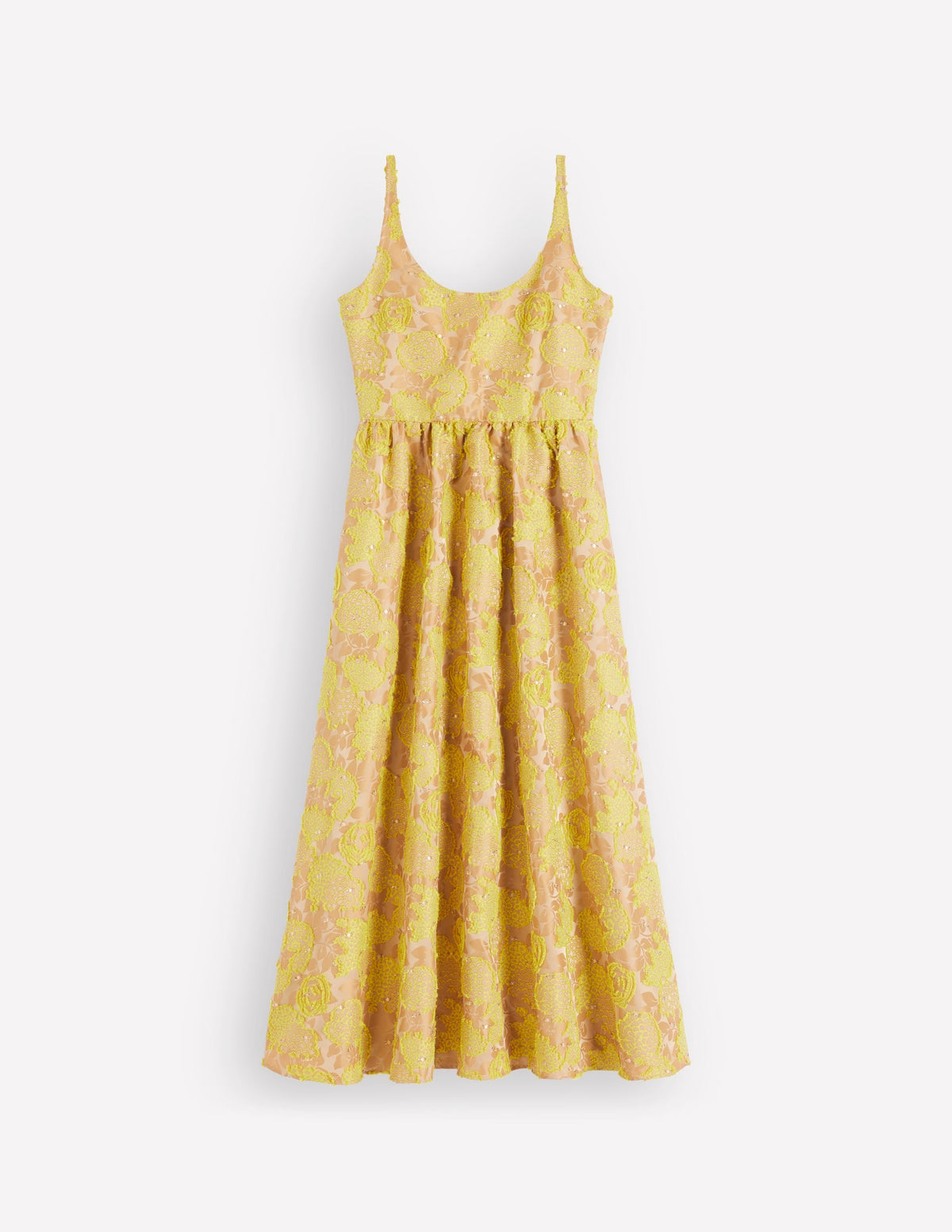 Scoop Neck Jacquard Dress-Yellow Jacquard