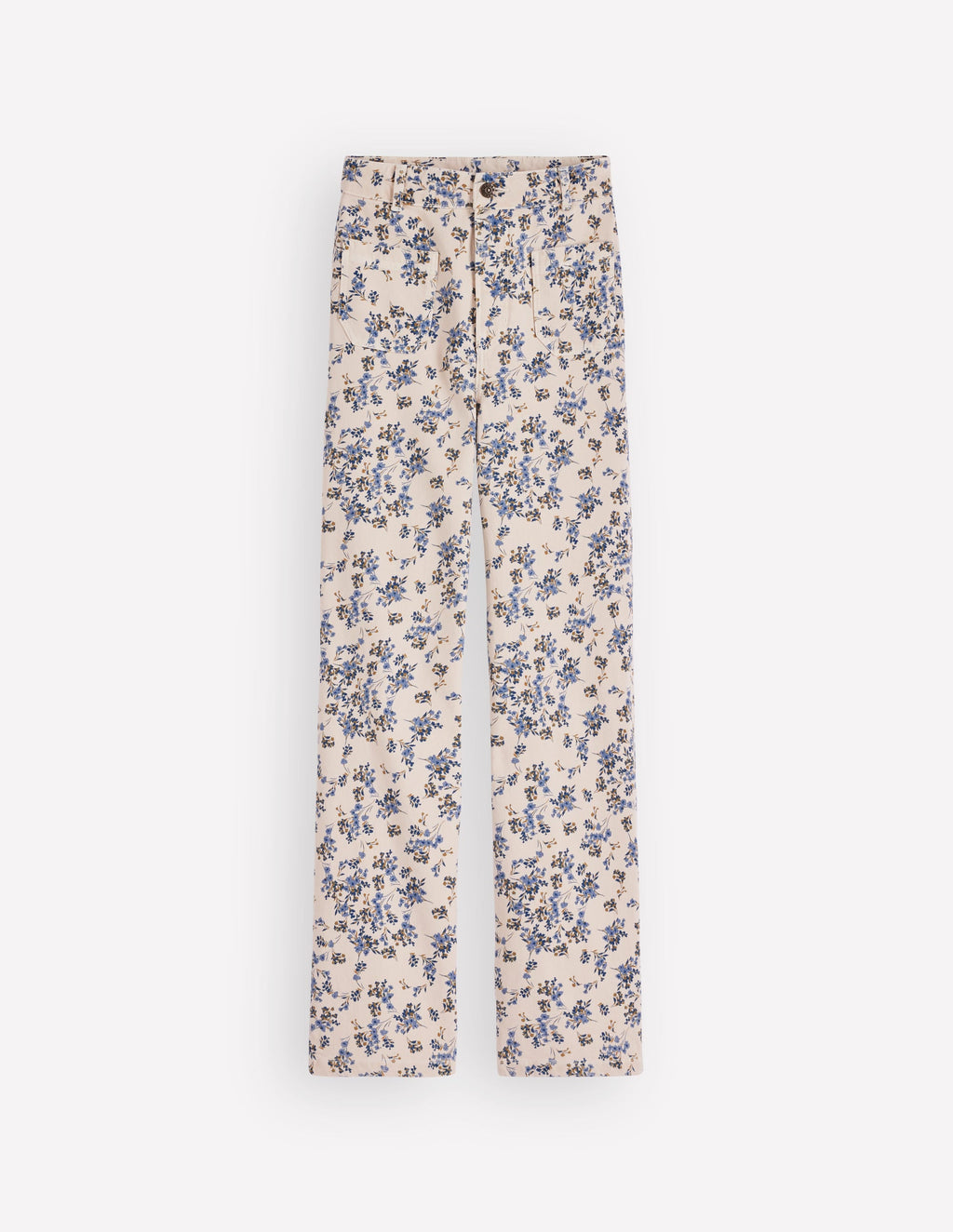Straight Leg Pocket Jeans-Ivory Floral