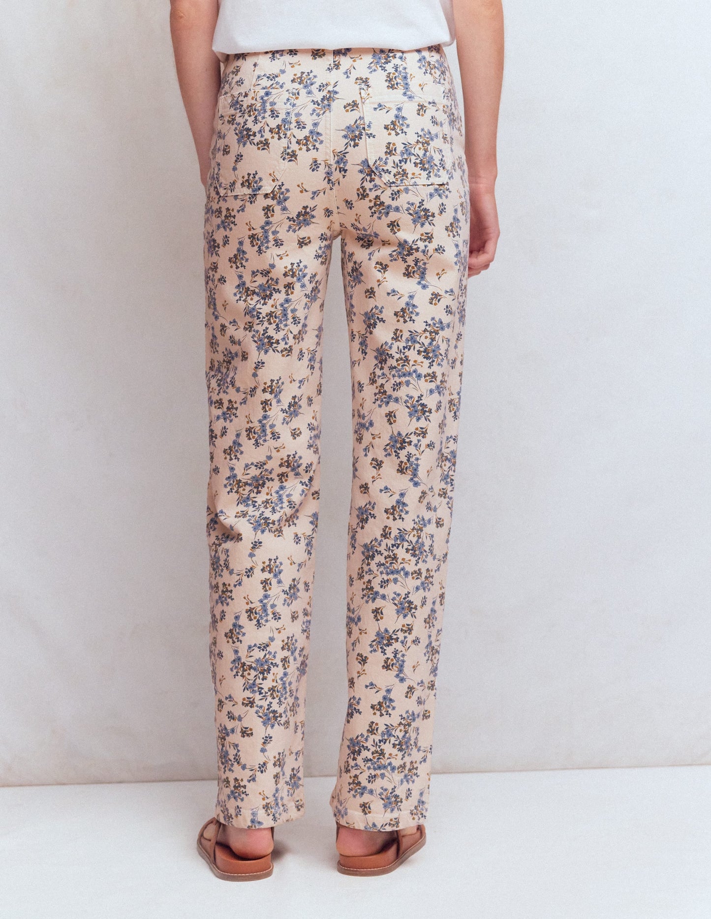 Straight Leg Pocket Jeans-Ivory Floral