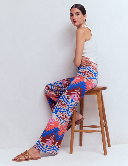 Jacquard Knitted Pants-Multi Aztec