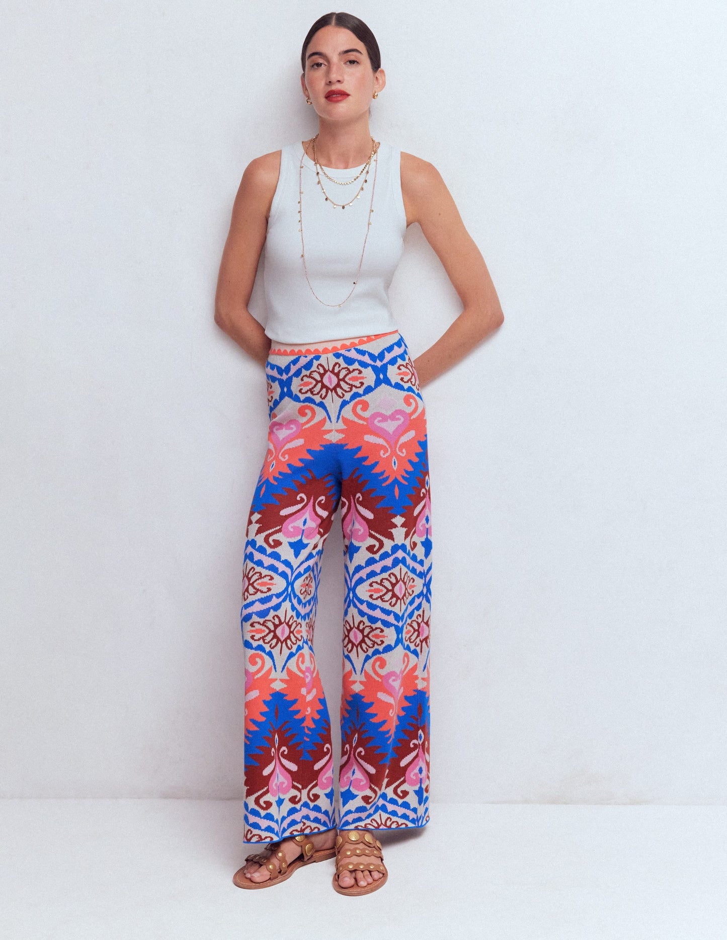 Jacquard Knitted Pants-Multi Aztec