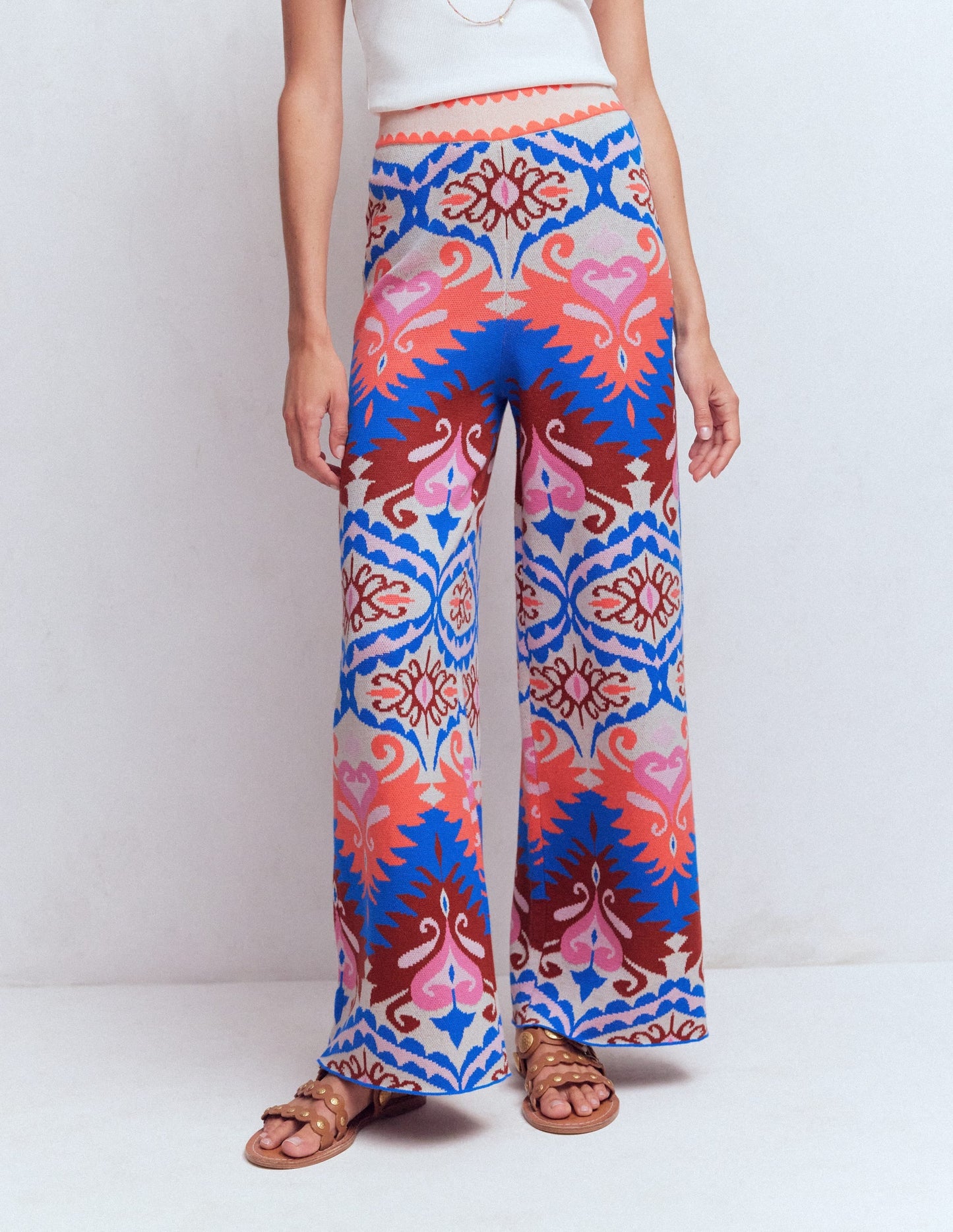 Jacquard Knitted Pants-Multi Aztec
