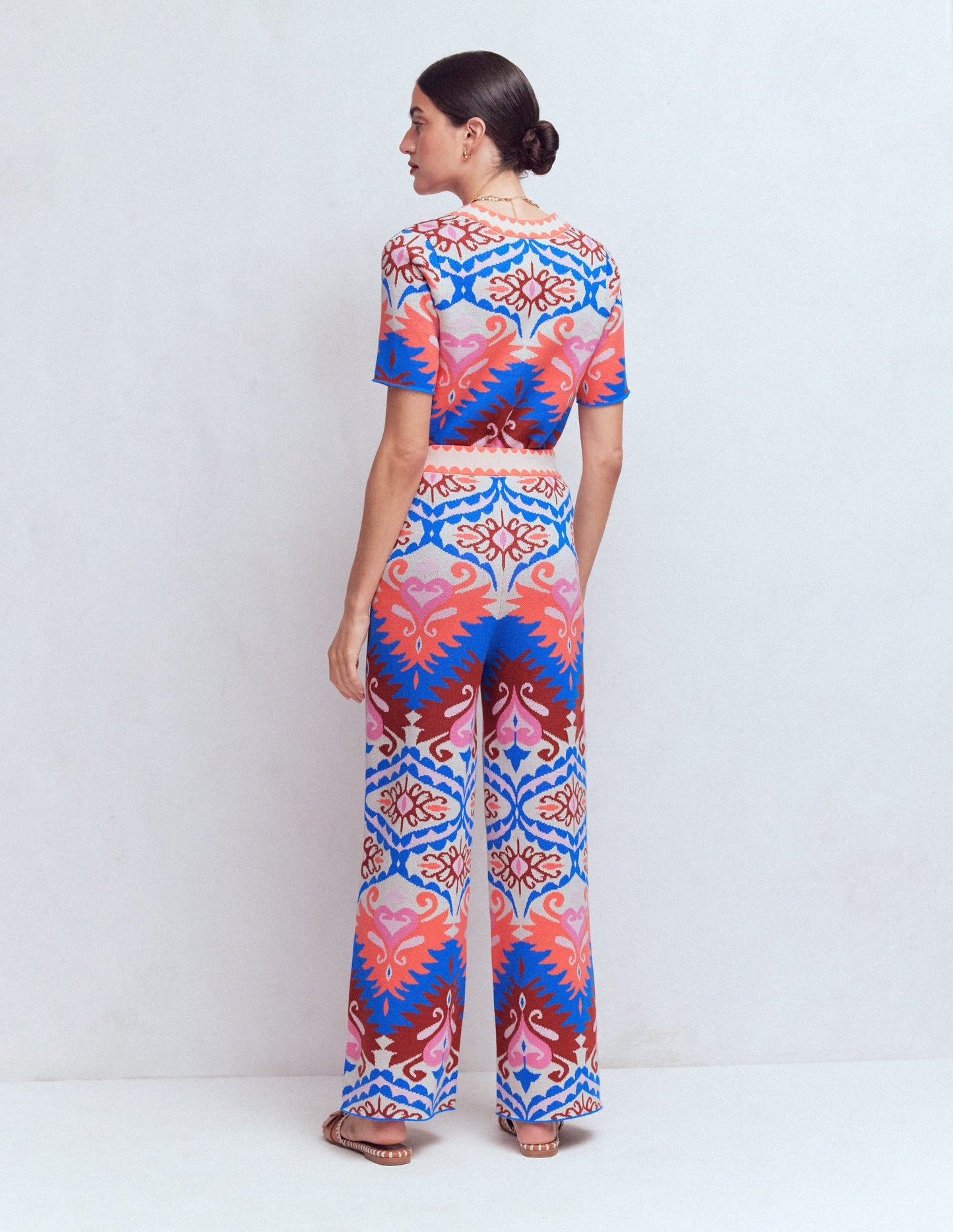 Jacquard Knitted Pants-Multi Aztec