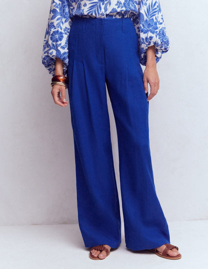 Mayfair Linen Pants-Bright Blue