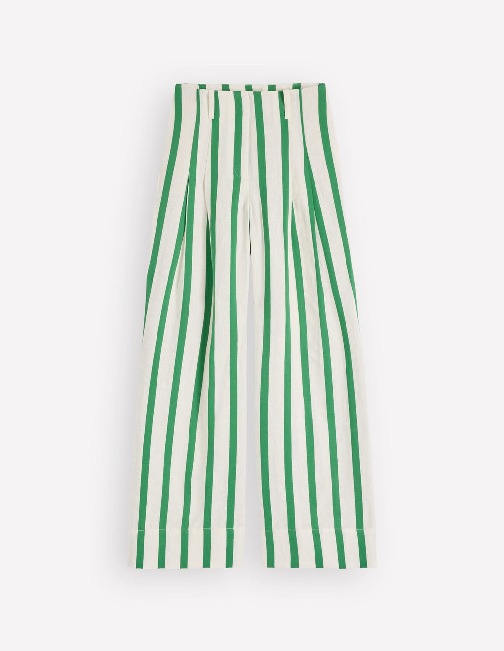 Mayfair Linen Pants-Ivory, Fresh Green Stripe