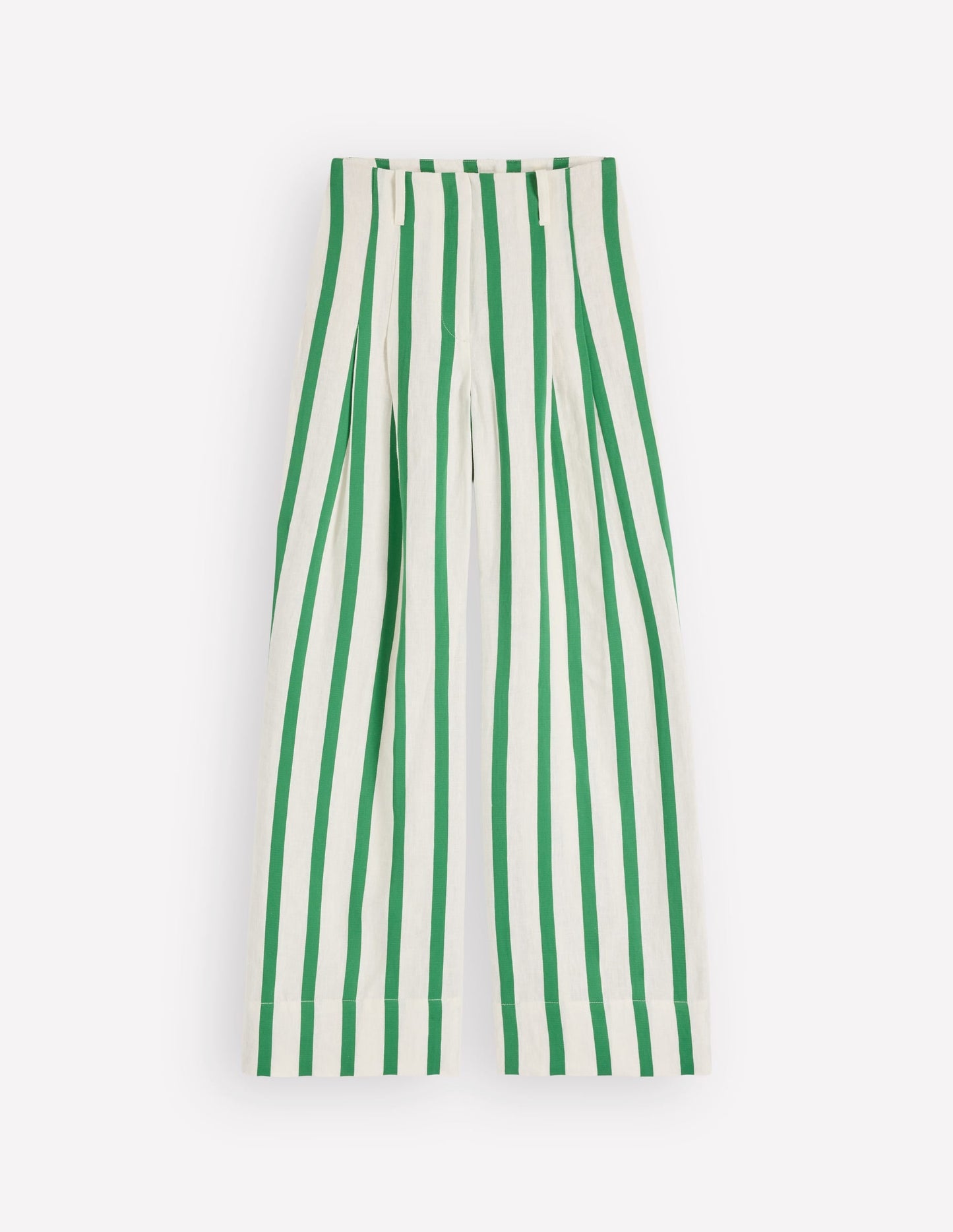 Mayfair Linen Pants-Ivory, Fresh Green Stripe