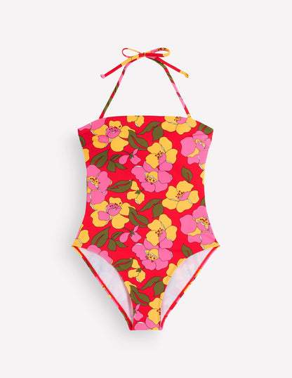 Paros Bandeau Swimsuit-Red, Radiant Bloom