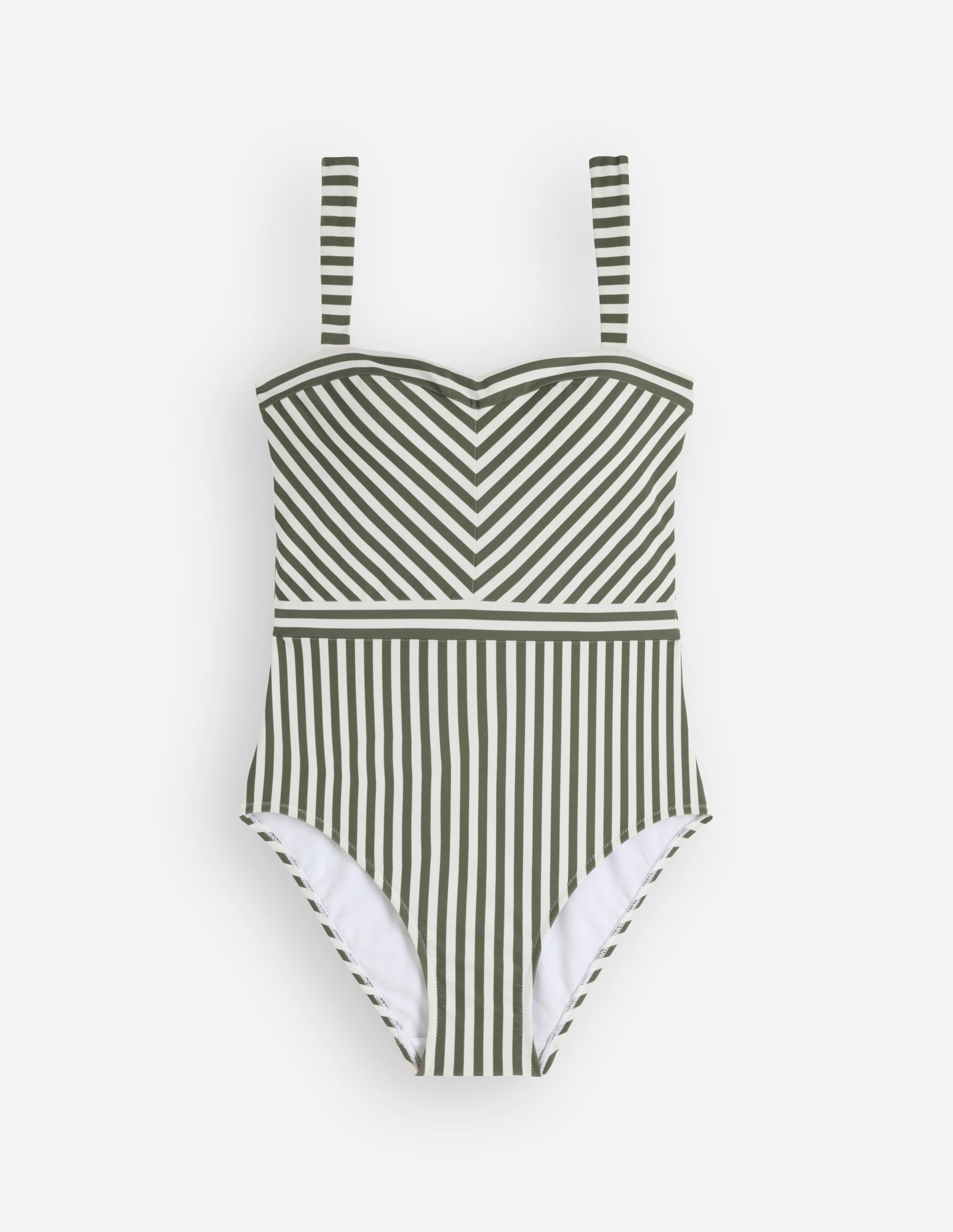 Clean Sweetheart Swimsuit-Olive Ivory Stripe
