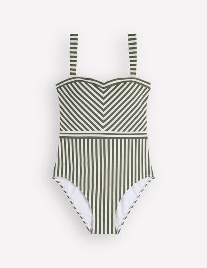 Clean Sweetheart Swimsuit-Olive Ivory Stripe