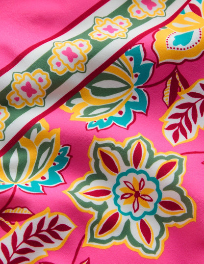 Bow Tie Shoulder Swimsuit-Sangria Sunset, Blossom