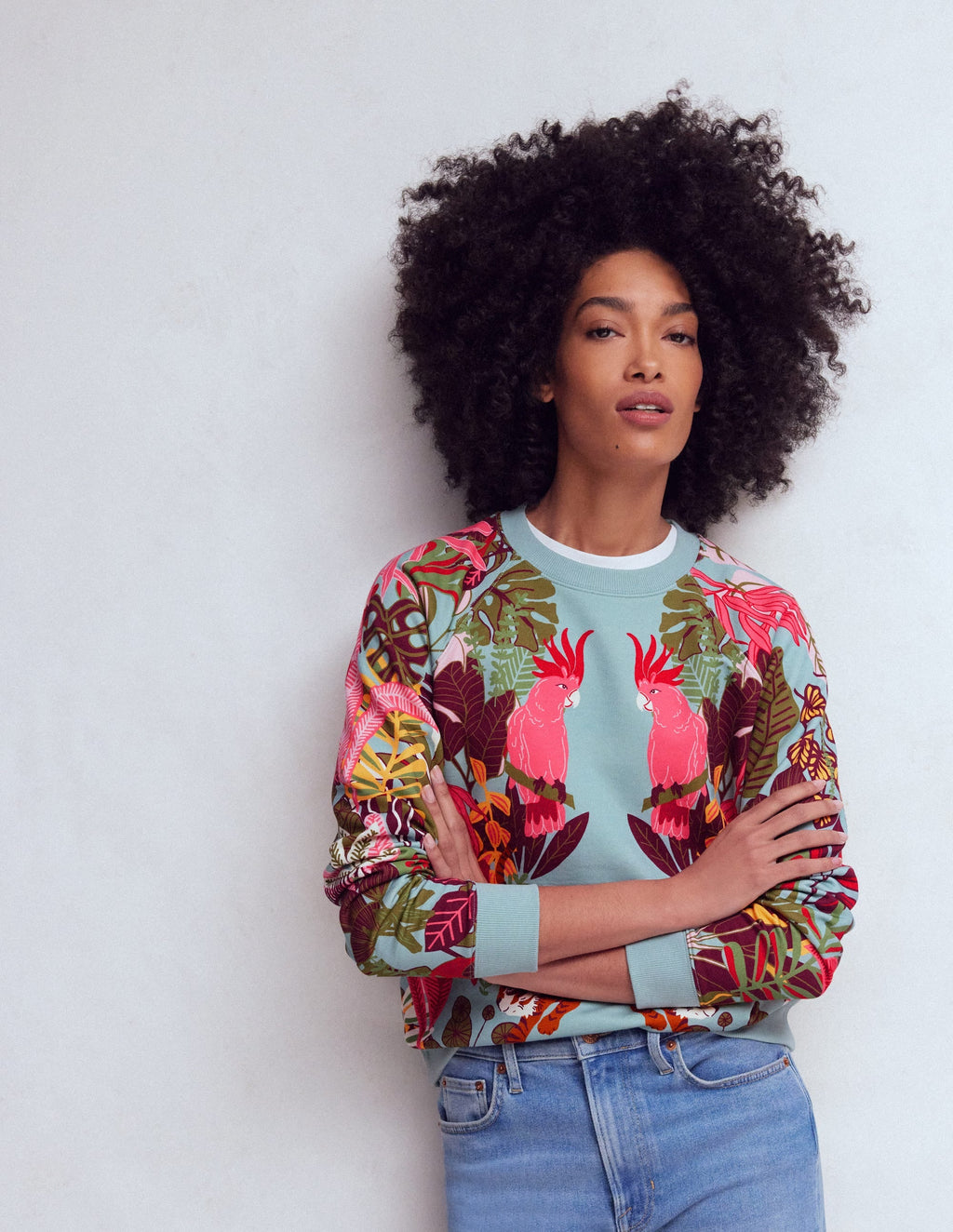 Emi Printed Sweatshirt-Tropical Safari Placement