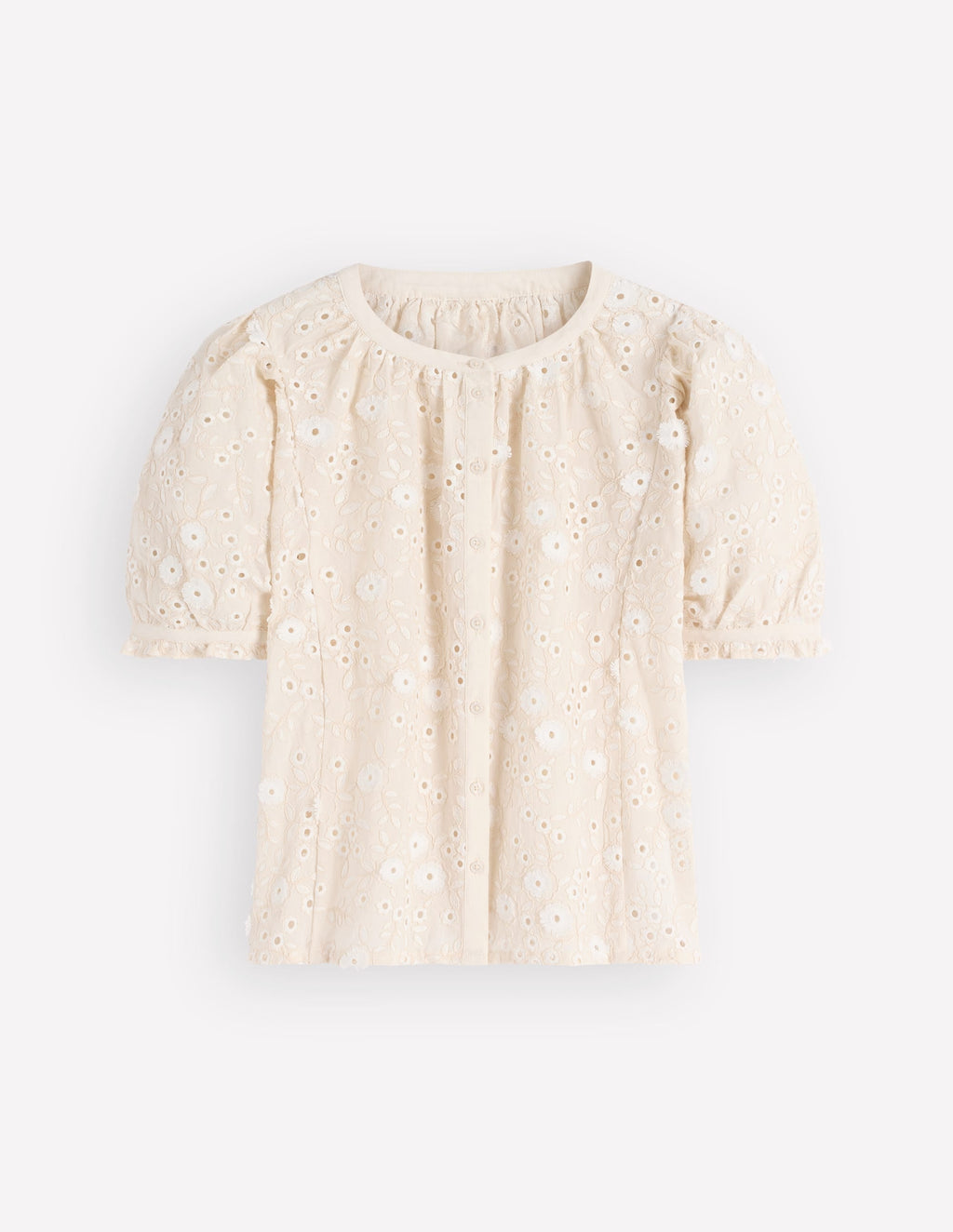 Camille Embroidered Cotton Top-Ivory Broderie