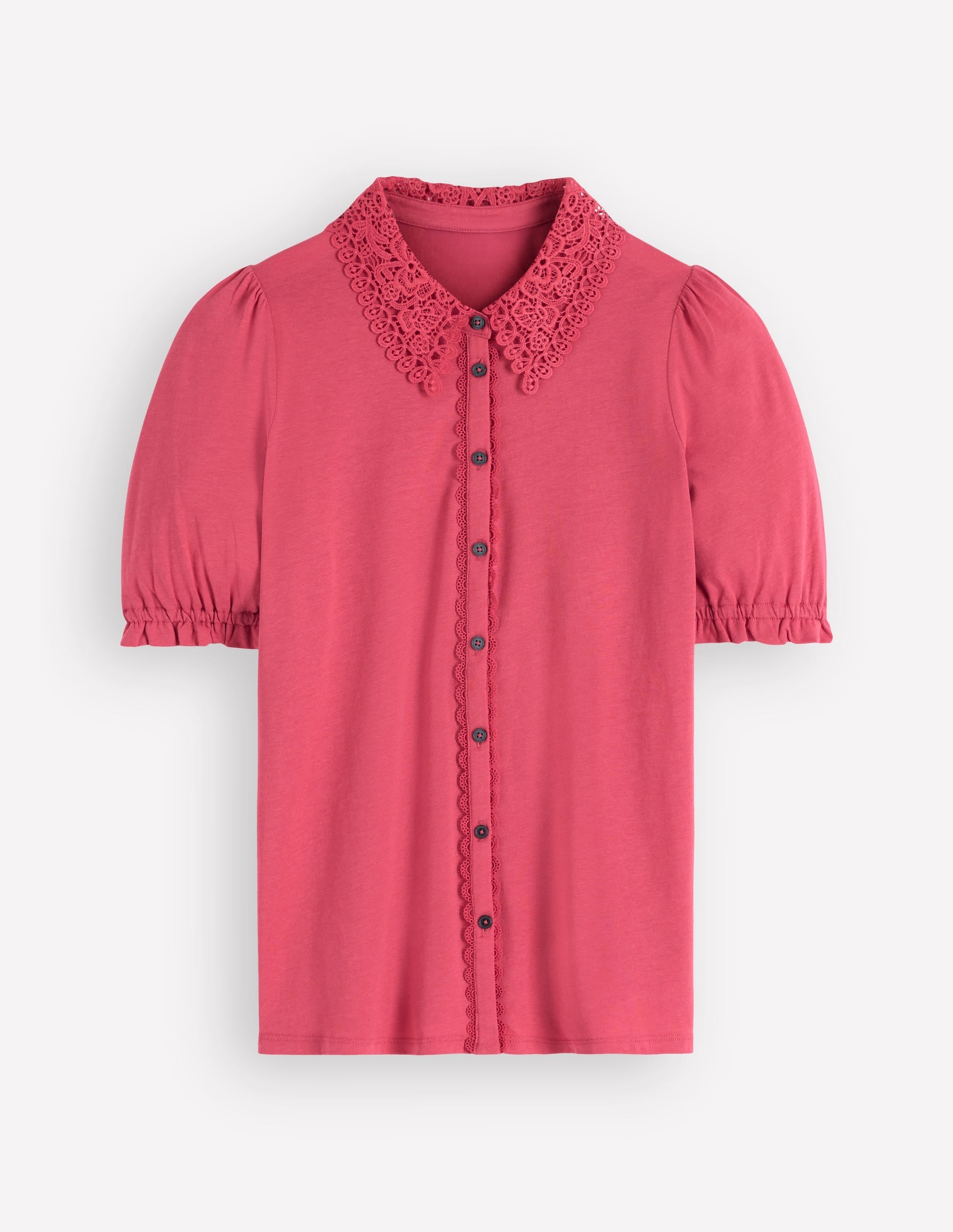 Nessa Broderie Collar Blouse-Cherry Blush