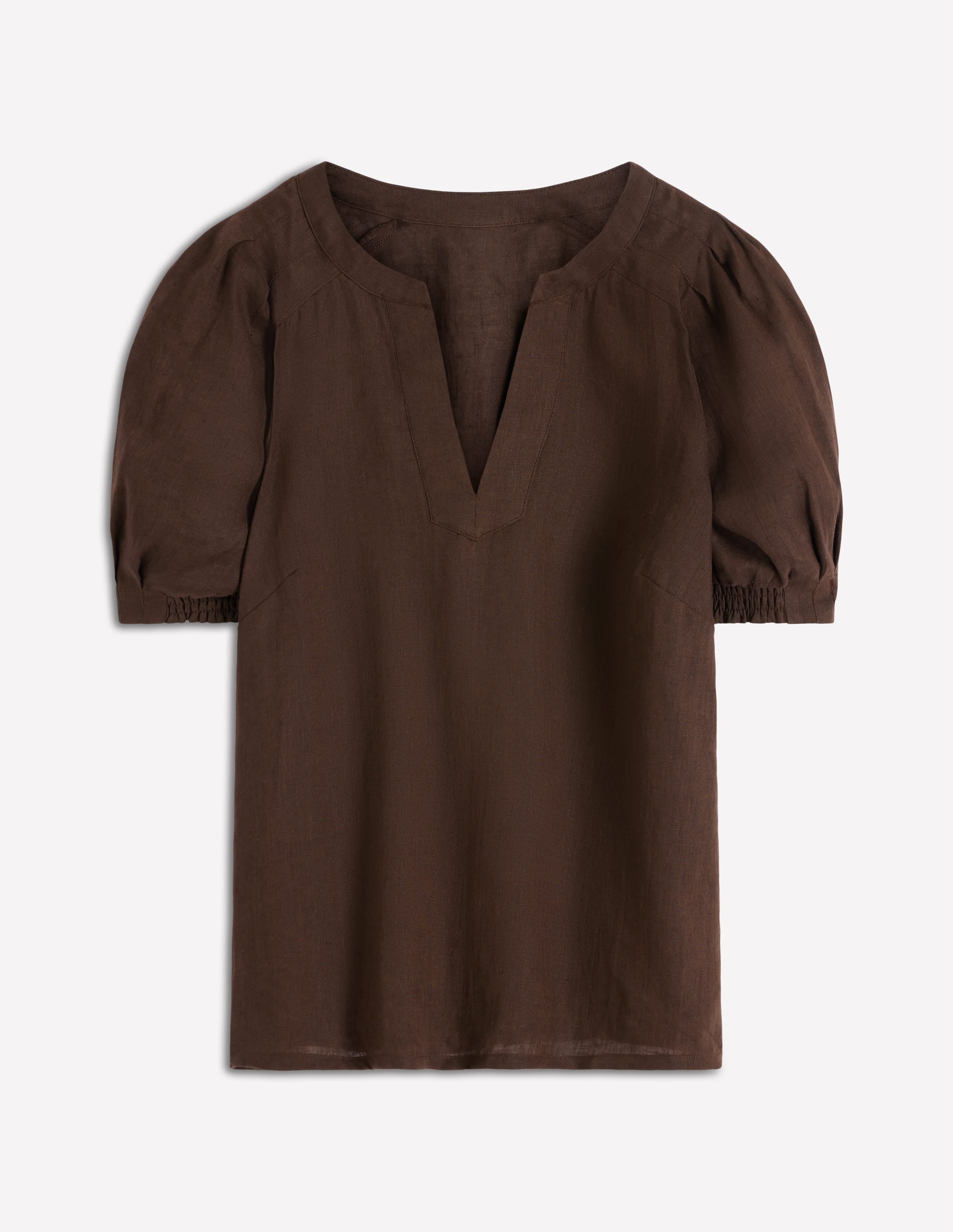 Rae Linen Top-Brown