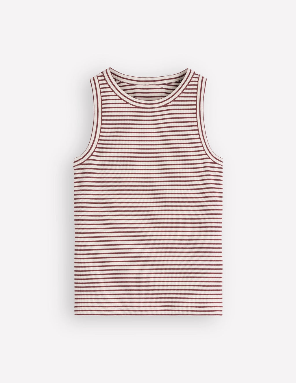 Ribbed Racer Vest-Ivory & Brown Stripe