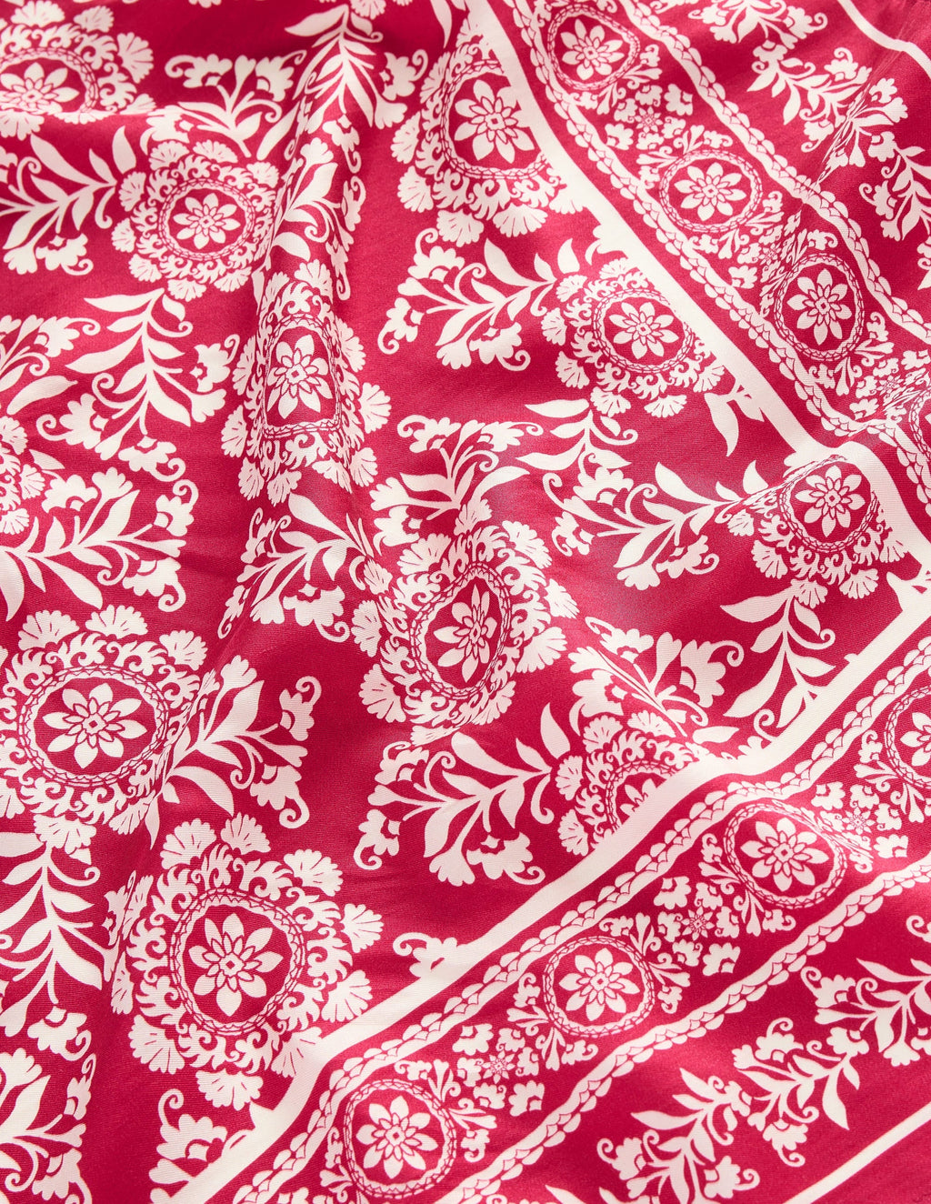 Elisabeth Silk Square Scarf-Red Decorative Blossom