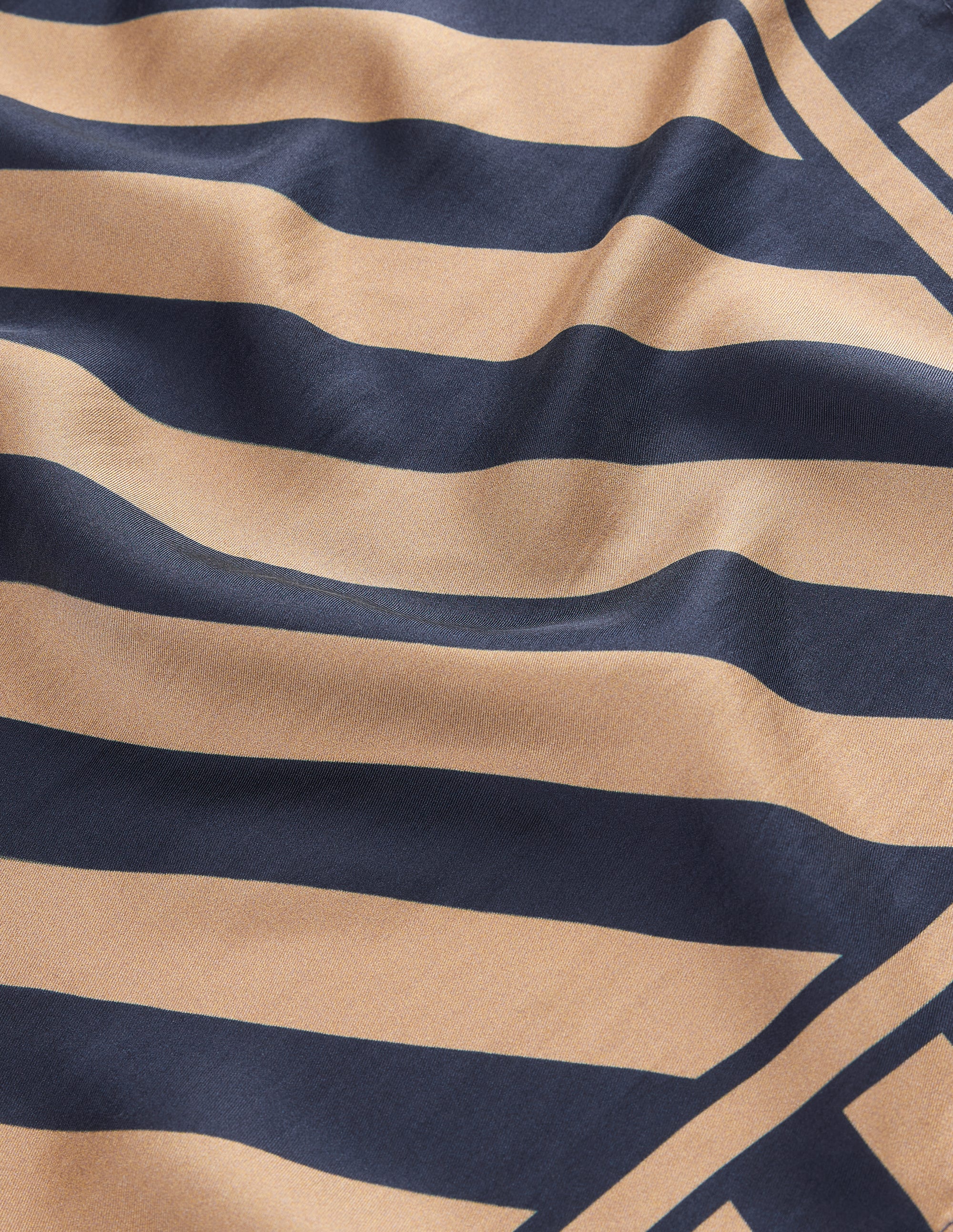 Elisabeth Silk Square Scarf-Navy and Camel Stripe