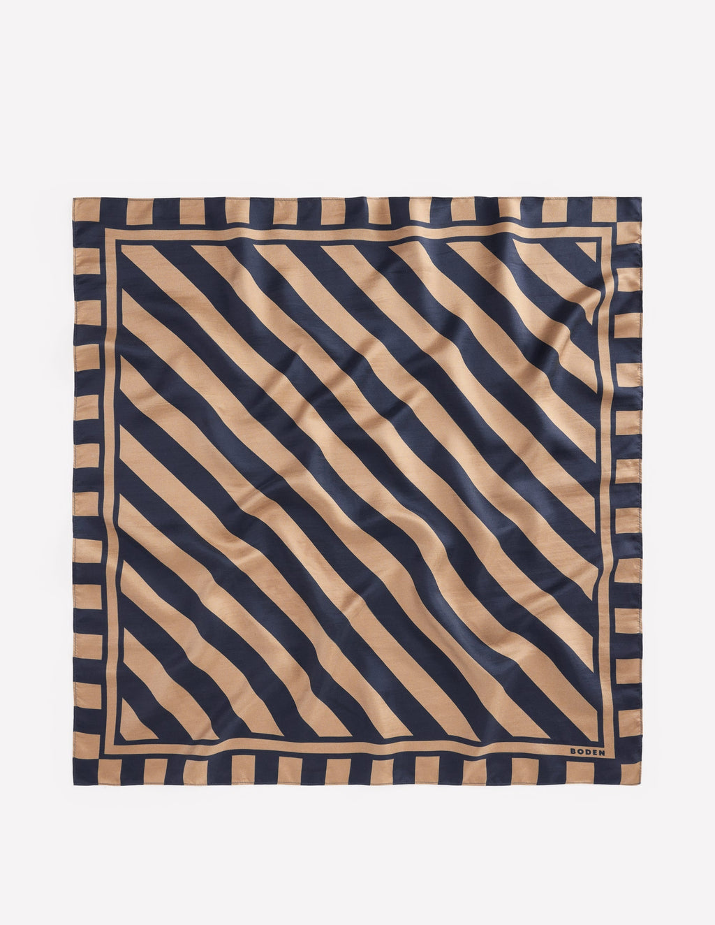 Elisabeth Silk Square Scarf-Navy and Camel Stripe