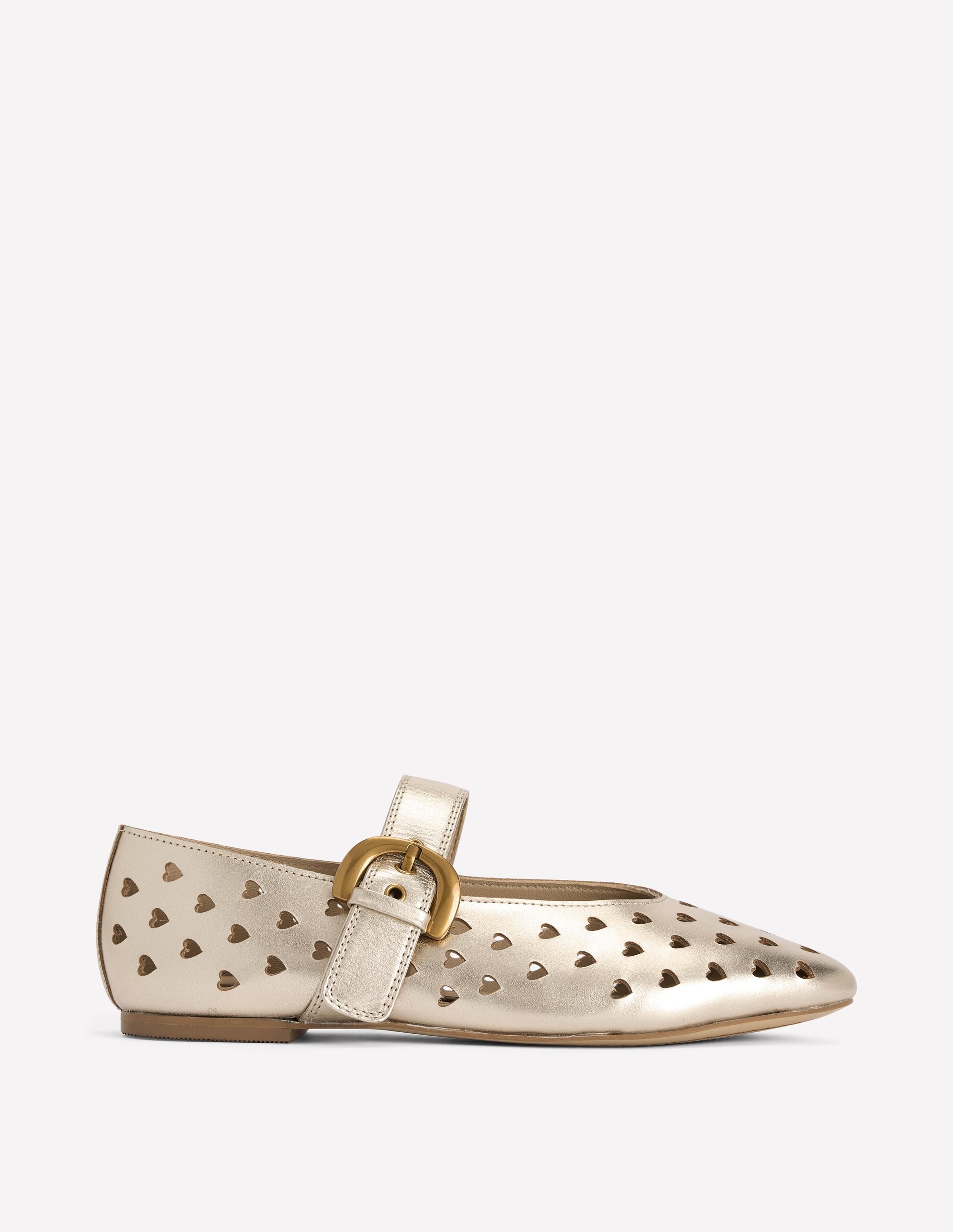 Kylie Flat Buckle Mary Janes-Gold
