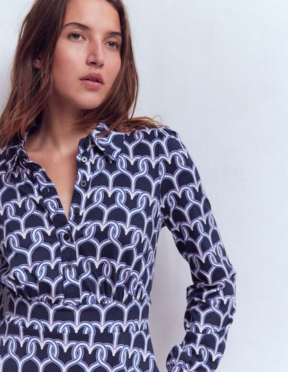 Orla Short Jersey Shirt Dress-French Navy, Heart Link