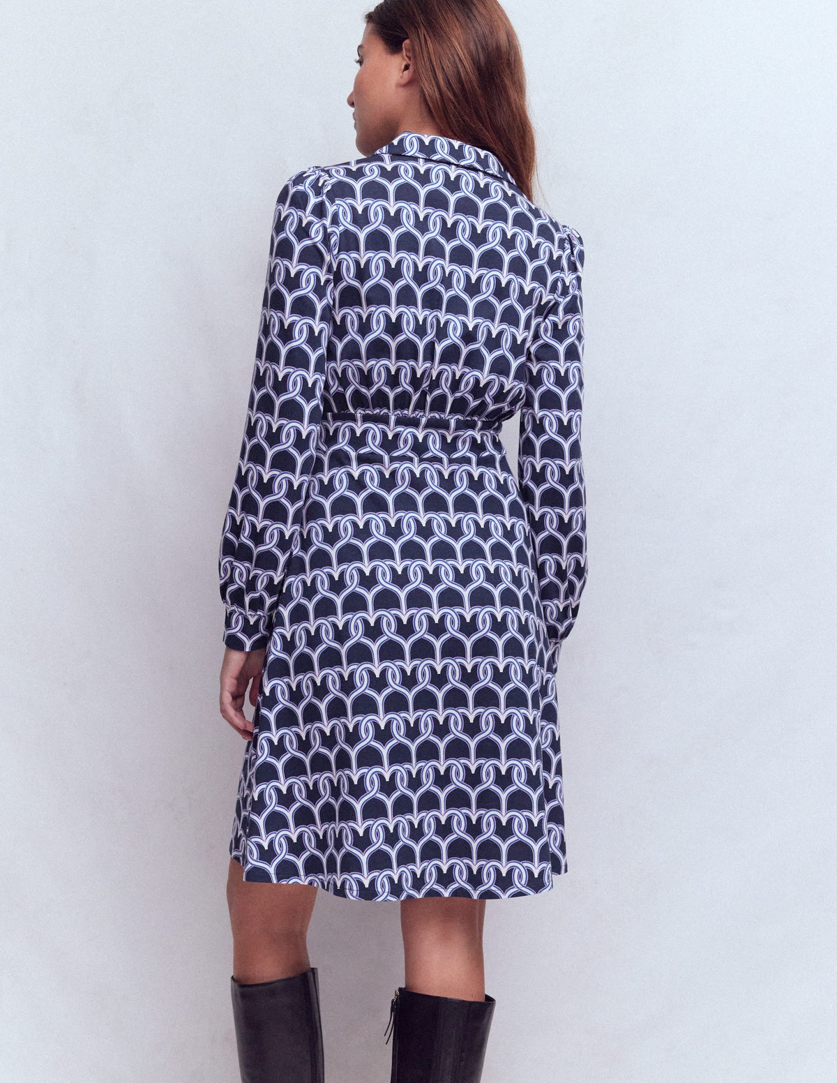 Orla Short Jersey Shirt Dress-French Navy, Heart Link