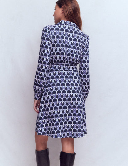 Orla Short Jersey Shirt Dress-French Navy, Heart Link