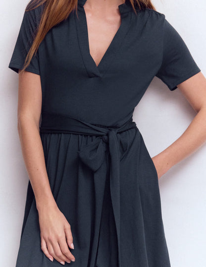 Daisy Flippy Jersey Dress-Navy