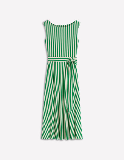 Tamsin Jersey Midi Dress-Fresh Green and Ivory Stripe