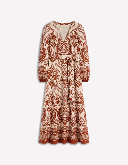 Florence Linen Blend Dress-Orange, Ornamental Garden