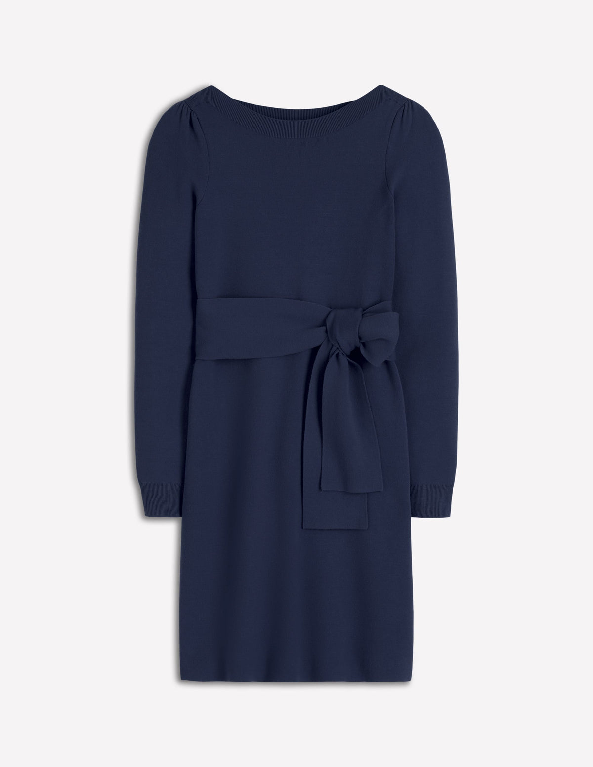 Tiana Tie Front Knitted Dress-Navy