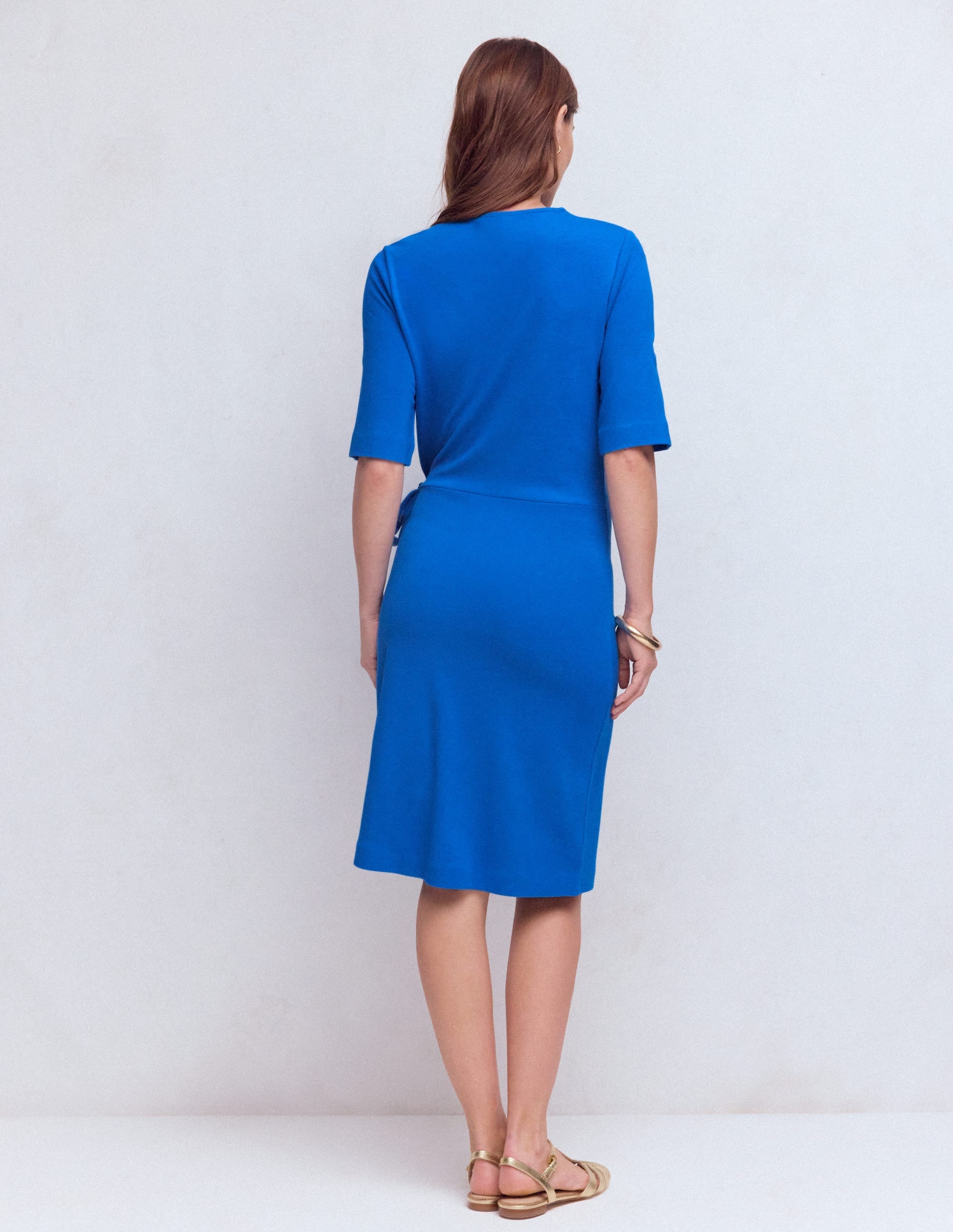Zinnia Tie Jersey Short Dress-Kingfisher Blue