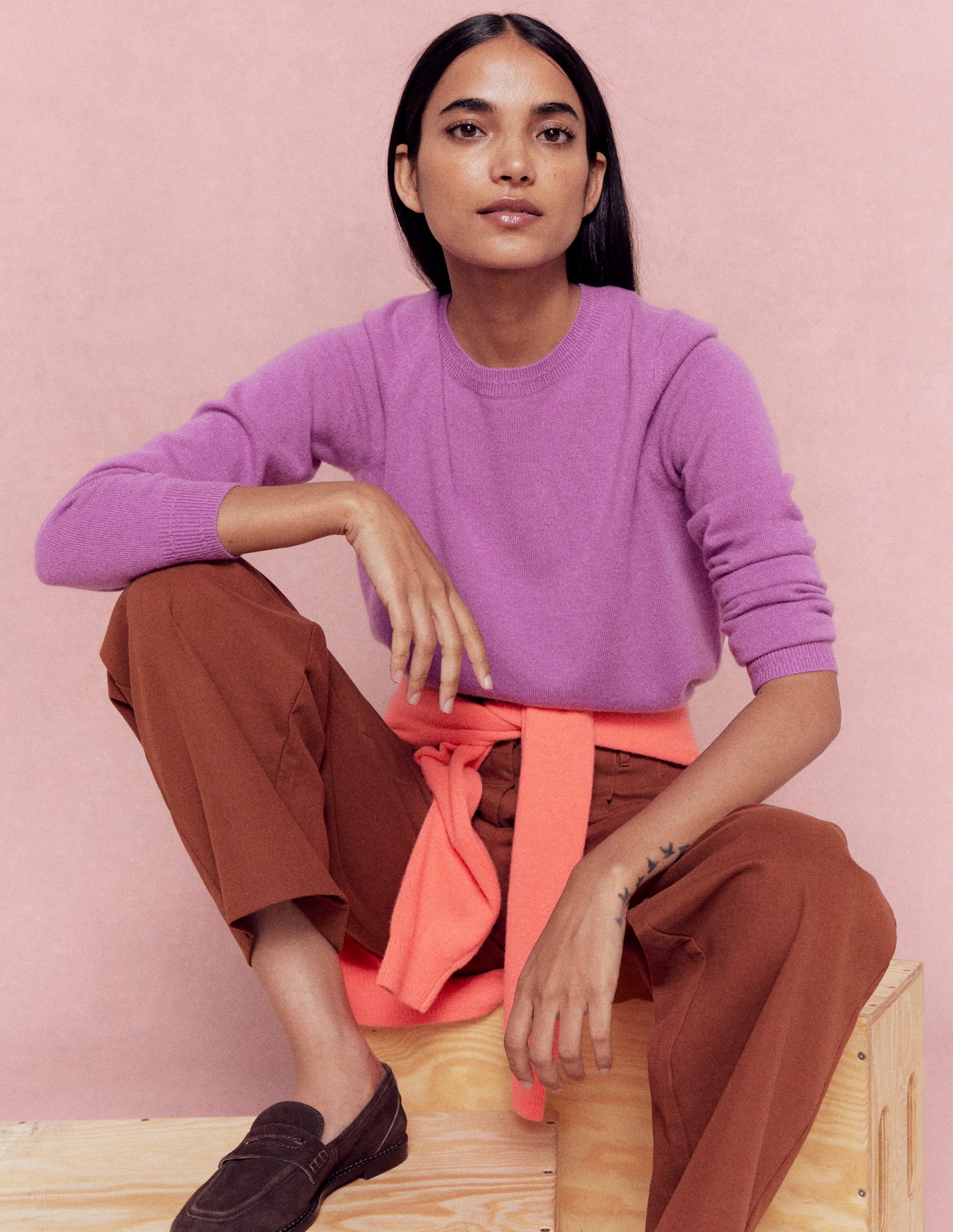 Eva Cashmere Crew Neck Sweater-Clover Purple