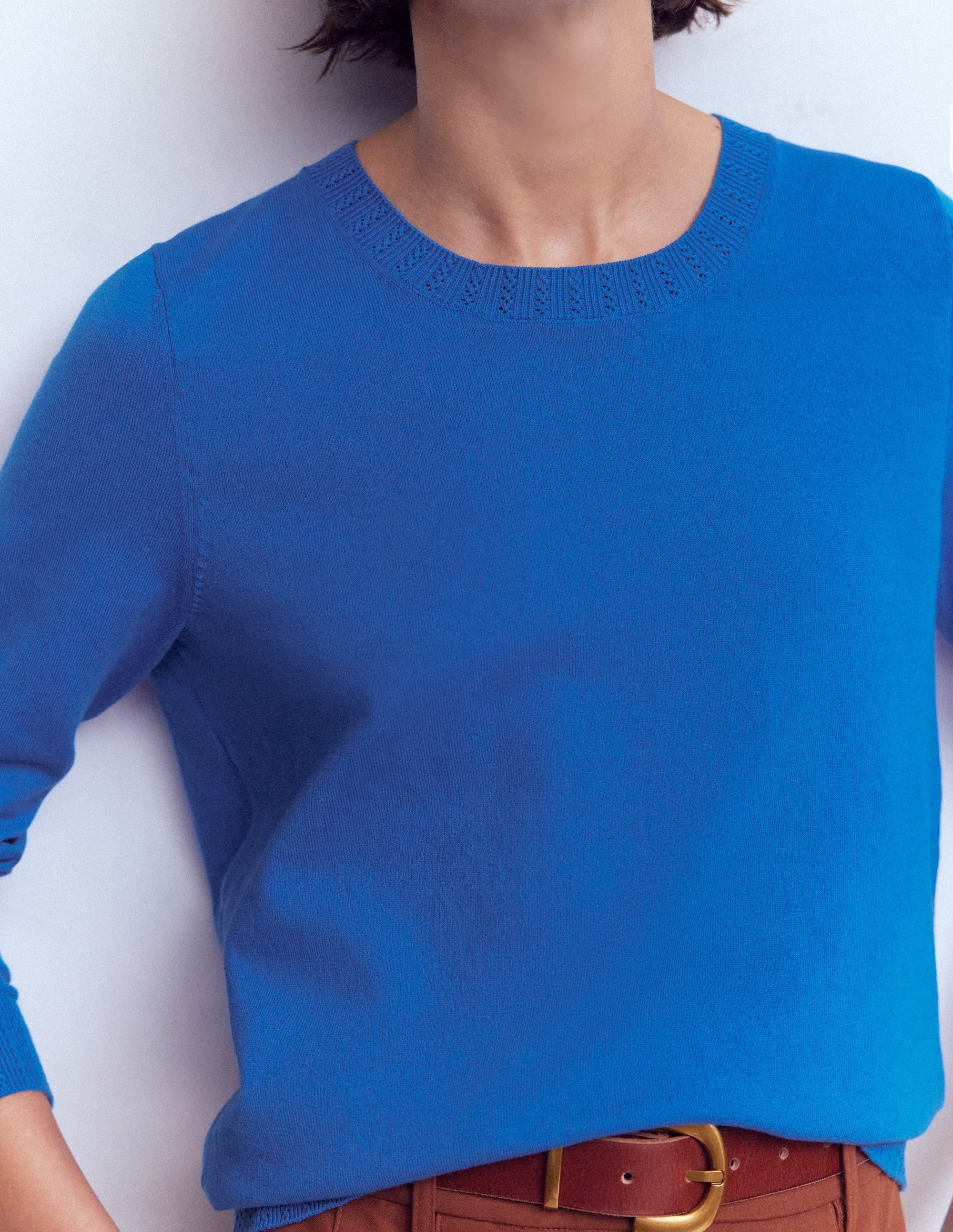 Emilia Cotton Crew Sweater-Kingfisher Blue