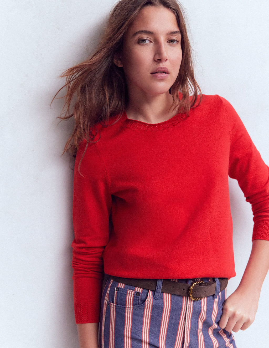Emilia Cotton Crew Sweater-Merida Red