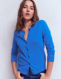 Emilia Cotton Crew Cardigan-Kingfisher Blue