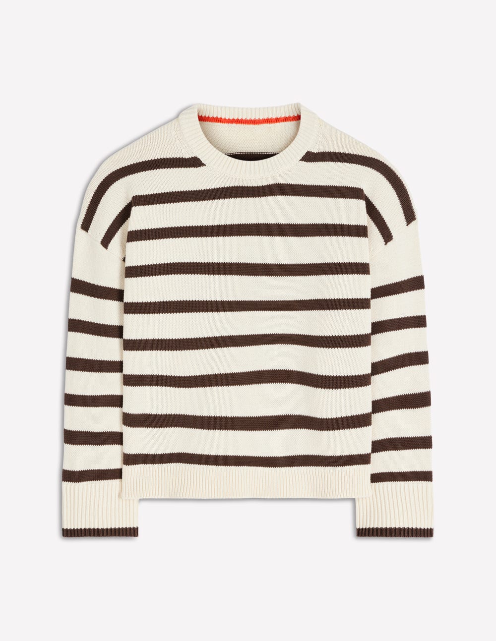 Lucy Relaxed Cotton Sweater-Ivory, Brown