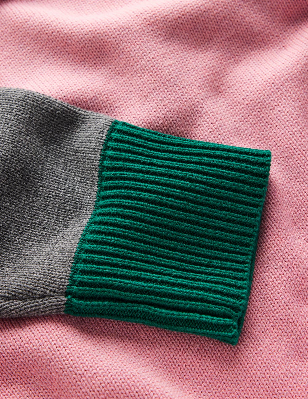 Lucy Relaxed Cotton Sweater-Pink, Grey, Green