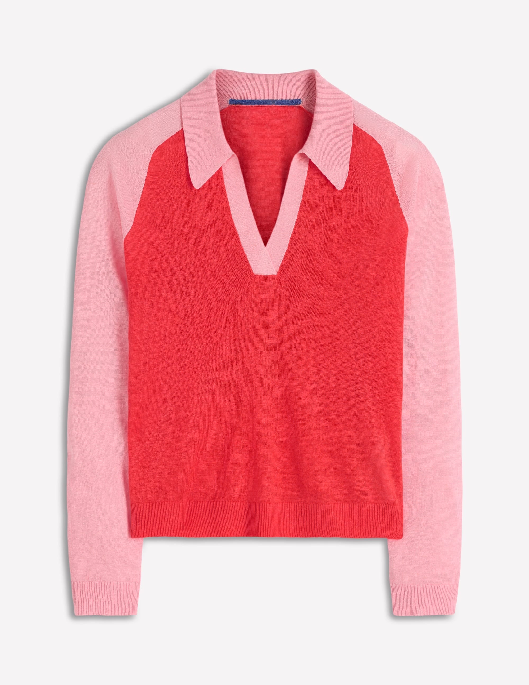 Agnes Collared Linen Jumper-Sunkissed Coral / Formica Pink