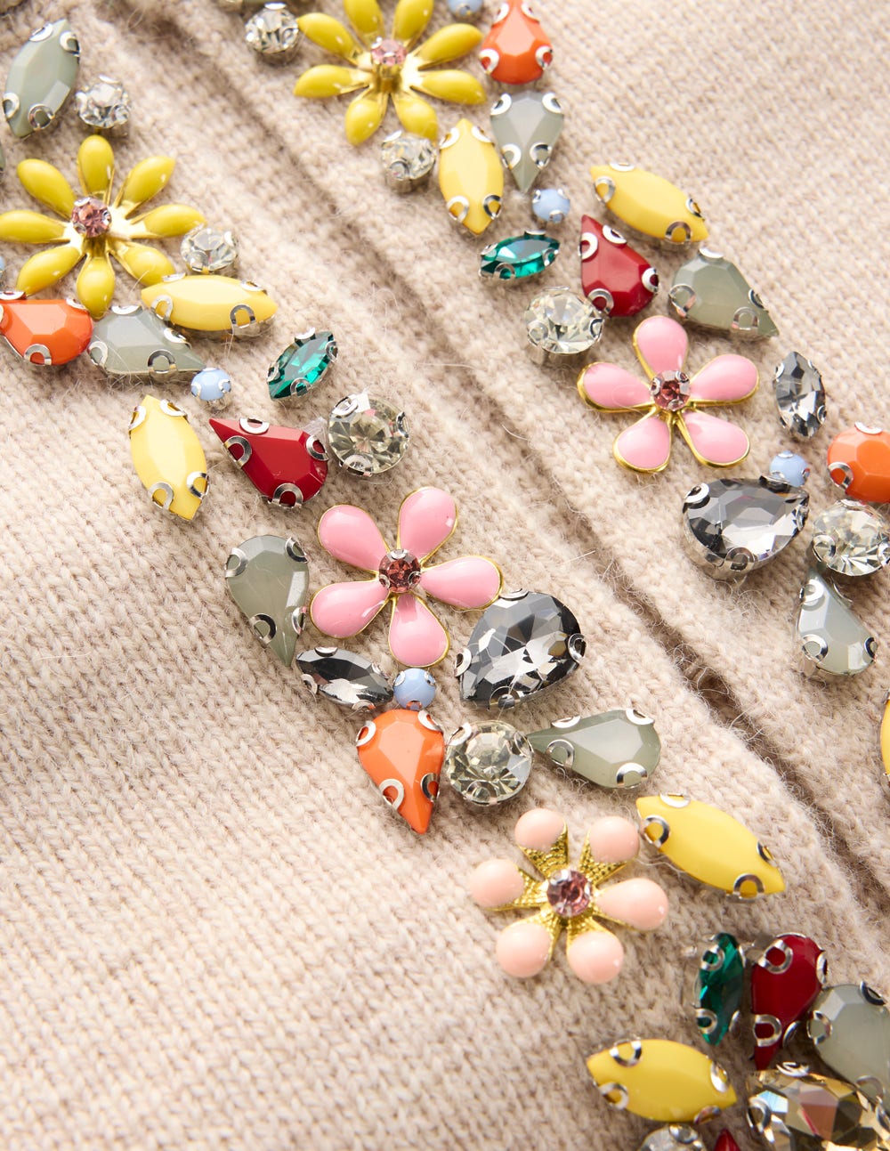 Embellished Knit Cardigan-Chinchilla Melange