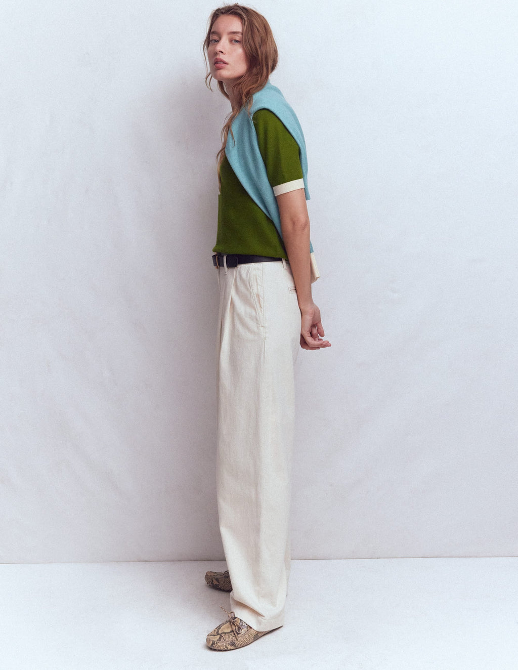 Grace Colour Block T-Shirt-Promenade Green