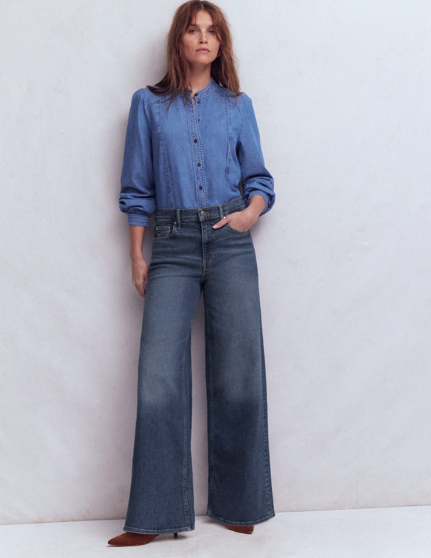 High Rise Wide Leg Jeans-Mid Vintage