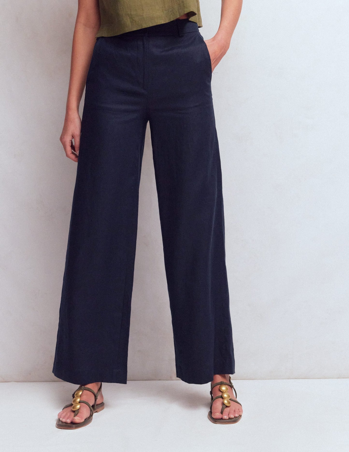 Belgravia Linen Pants-Navy