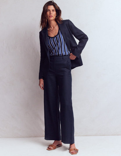 Belgravia Linen Pants-Navy