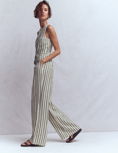 Kensington Linen Pants-Mayfly Stripe