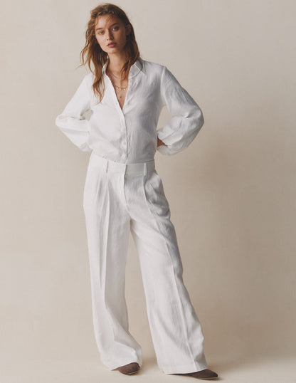 Kensington Linen Pants-White