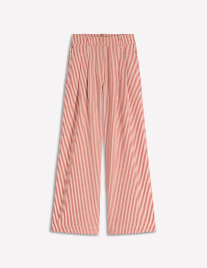 Kensington Wide Leg Pants-Red Ticking Stripe