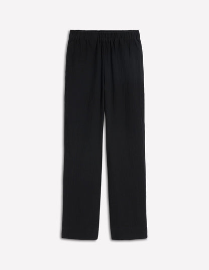 Pull On Double Cloth Pants-Black