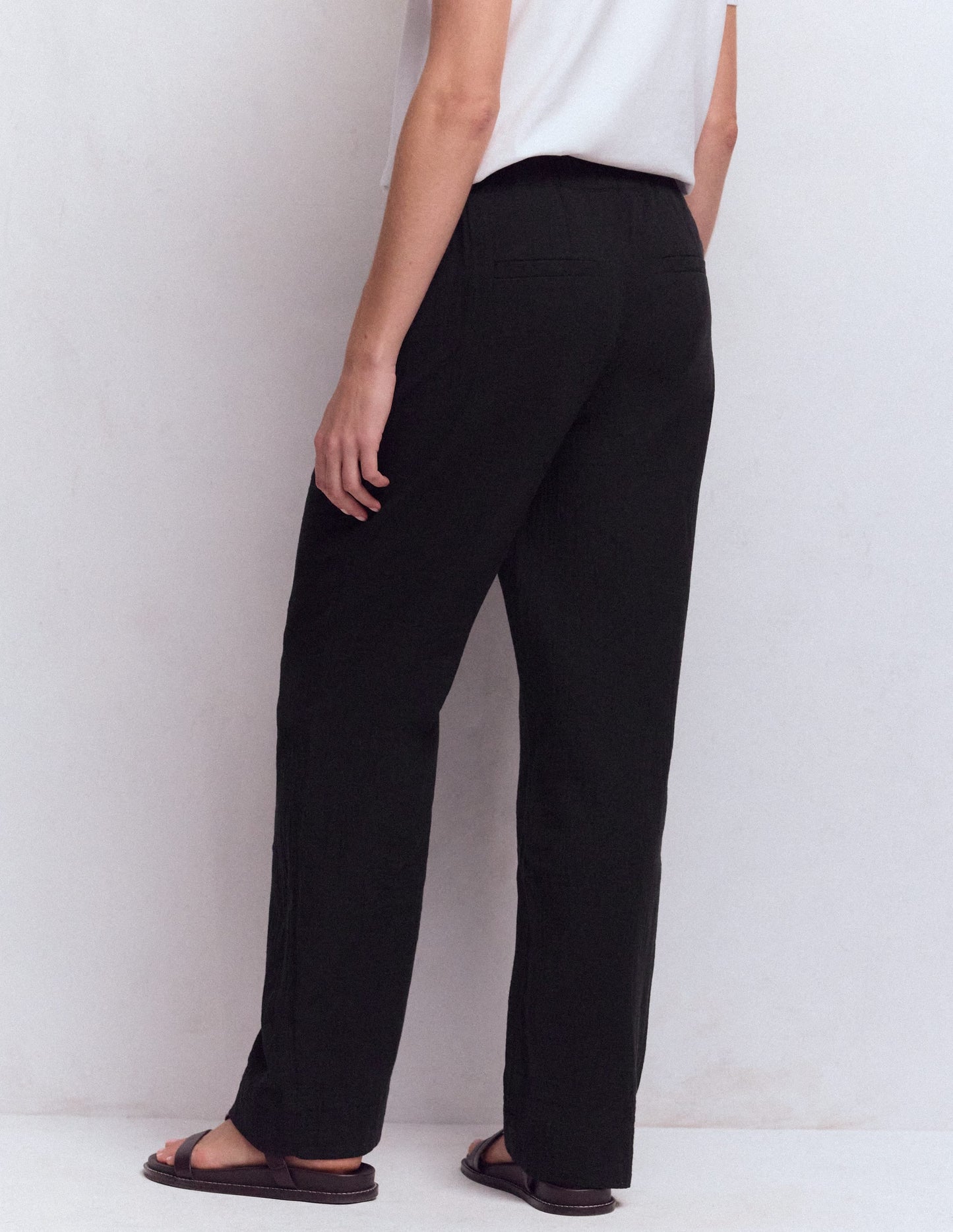 Pull On Double Cloth Pants-Black