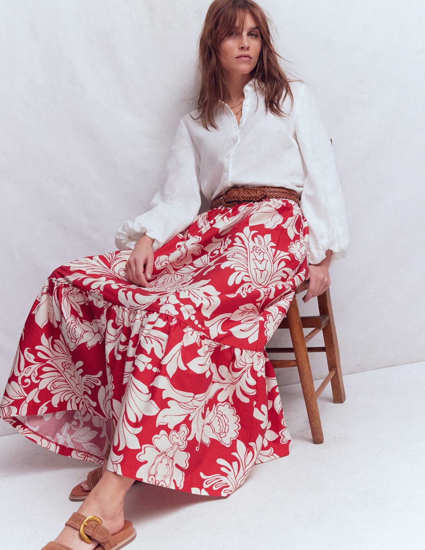 Abigail Poplin Maxi Skirt-Botanical Flourish